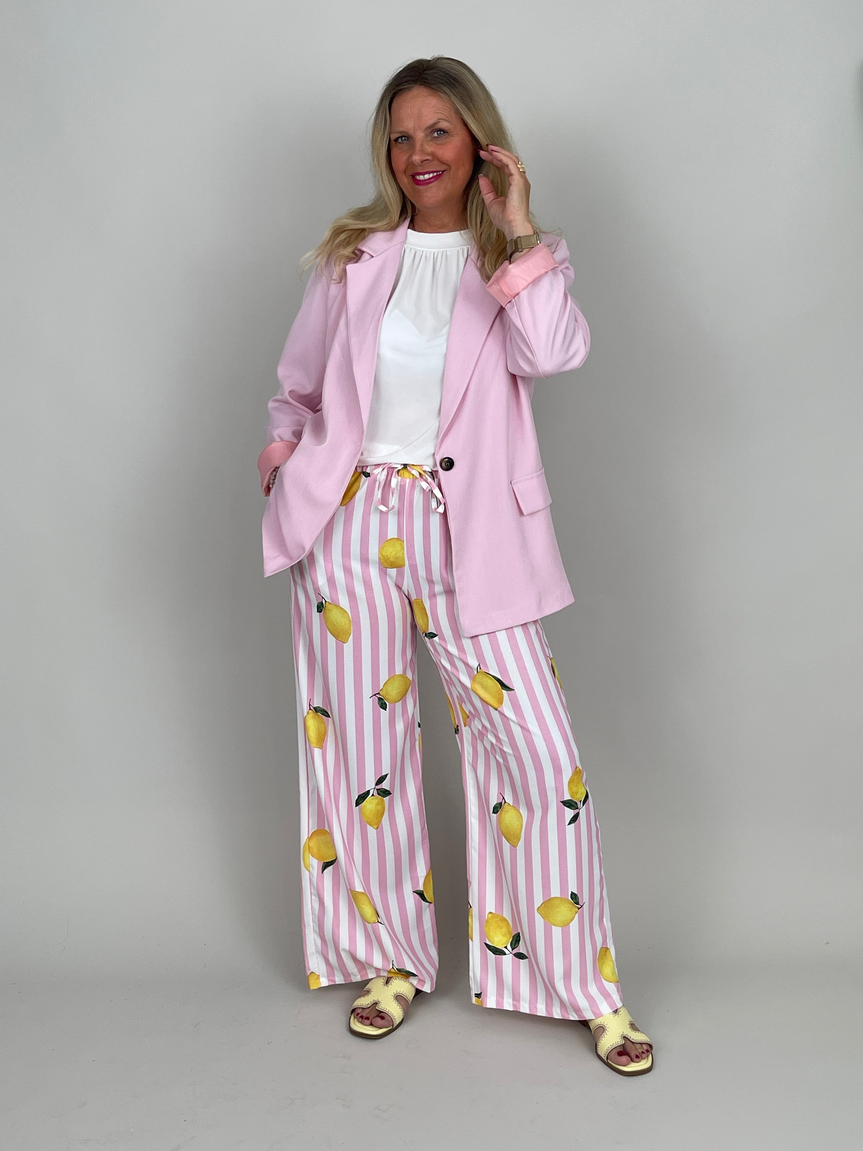 Marlene Hose Lemon in Rosa/Weiß