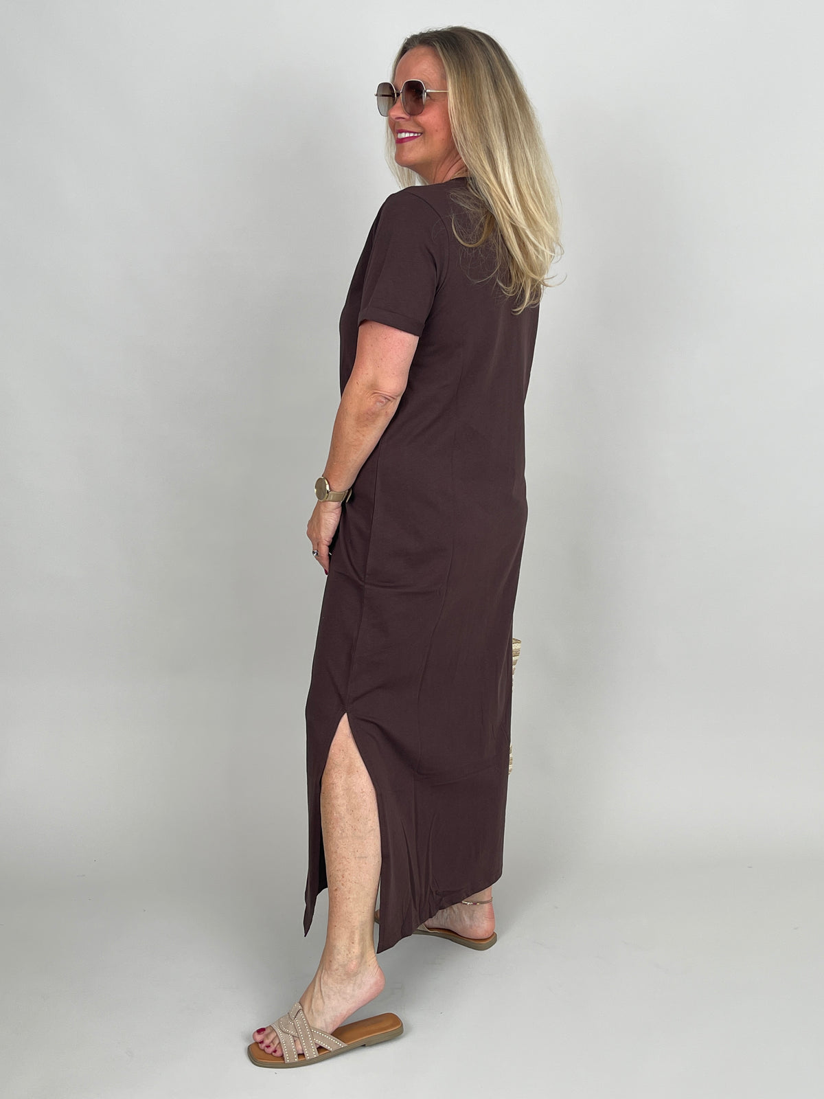Shirtkleid Uni in Mokka