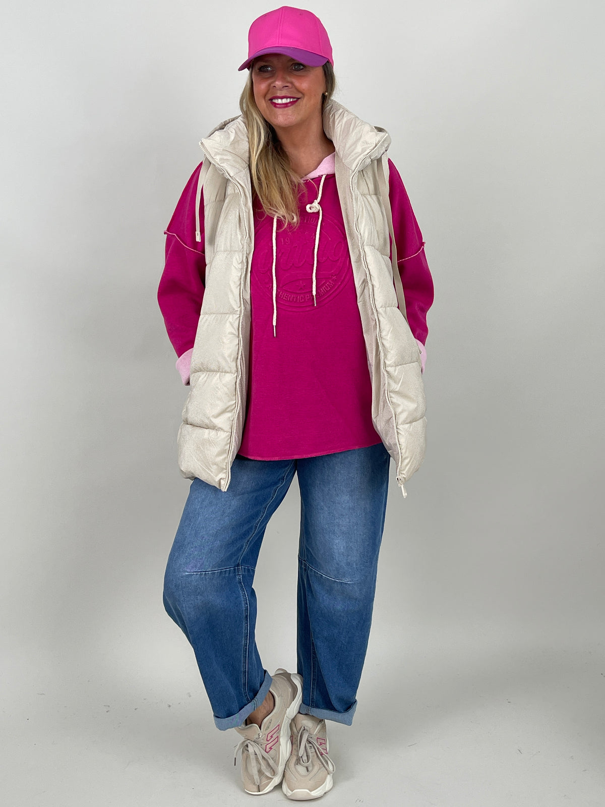 Steppweste mit dezentem Schimmer in Beige