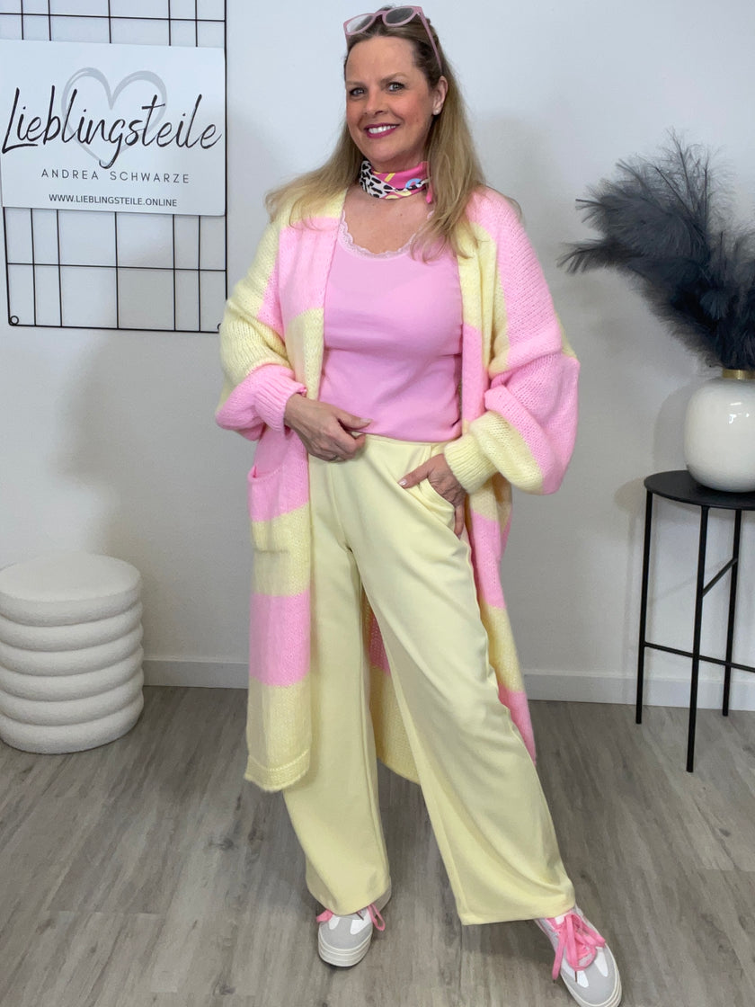 Cardigan Streifen in Rosa/Gelb