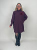 Pulloverkleid mit Stehkragen in Aubergine