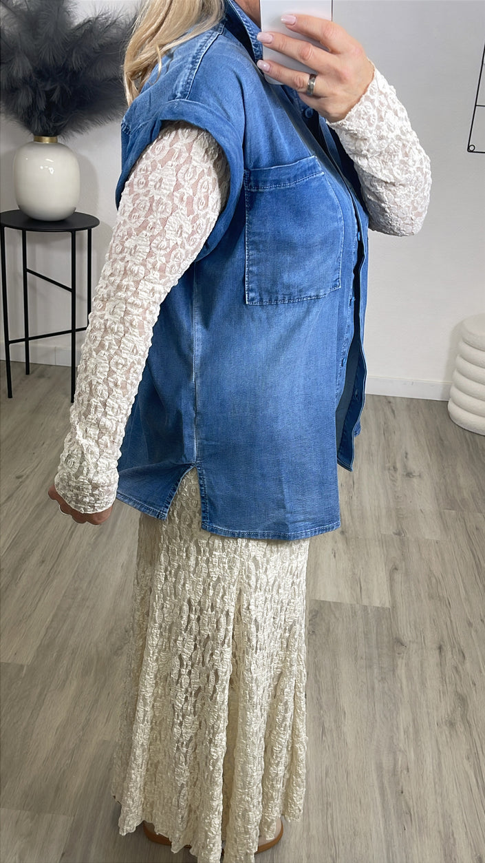 Jeansbluse Kurzarm Art. 7095