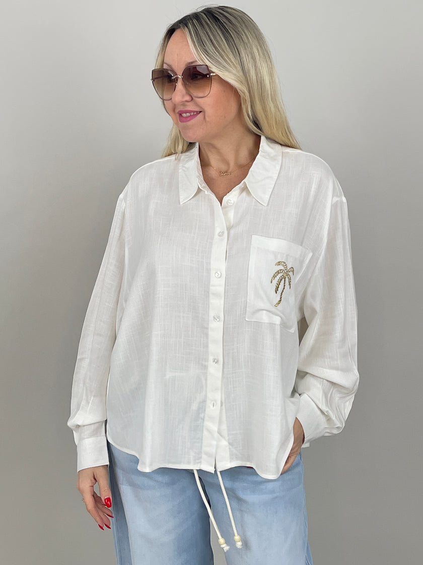 Bluse Palme in Weiß Art. 6900
