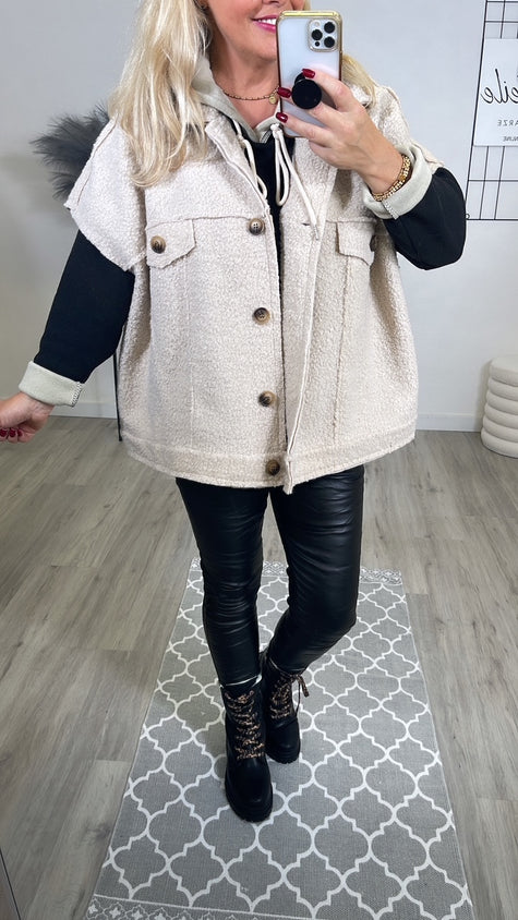 Bouclé Weste Oversized Beige Art. 6476