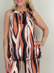 Neckholder Top Kofferstoff Wellen in Orange/Schwarz Artikel 6050