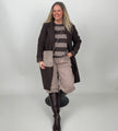 Sweatshirt mit Blockstreifen in Mokka/Taupe