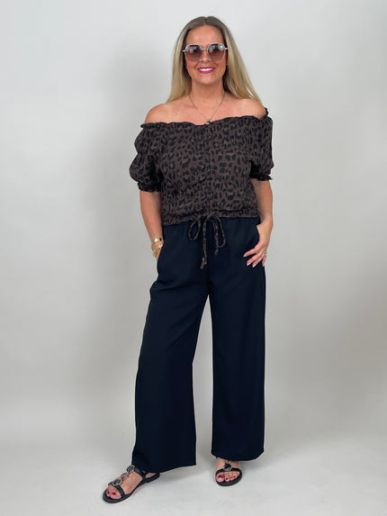 Bluse Musselin mit Raffung in Mokka/Leo