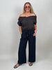 Bluse Musselin mit Raffung in Mokka/Leo