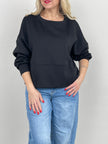 Sweatshirt Soft mit Knöpfen in Schwarz Artikel 6795