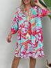 Kleid Pailletten-Details in Pink/Orange/Türkis