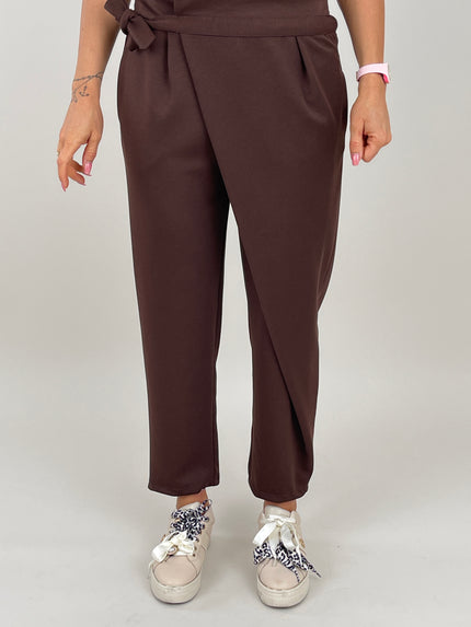 Hose mit Bindedetail in Braun Art. 6444