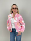 Jacke Veloursoptik in Candypink/Orange