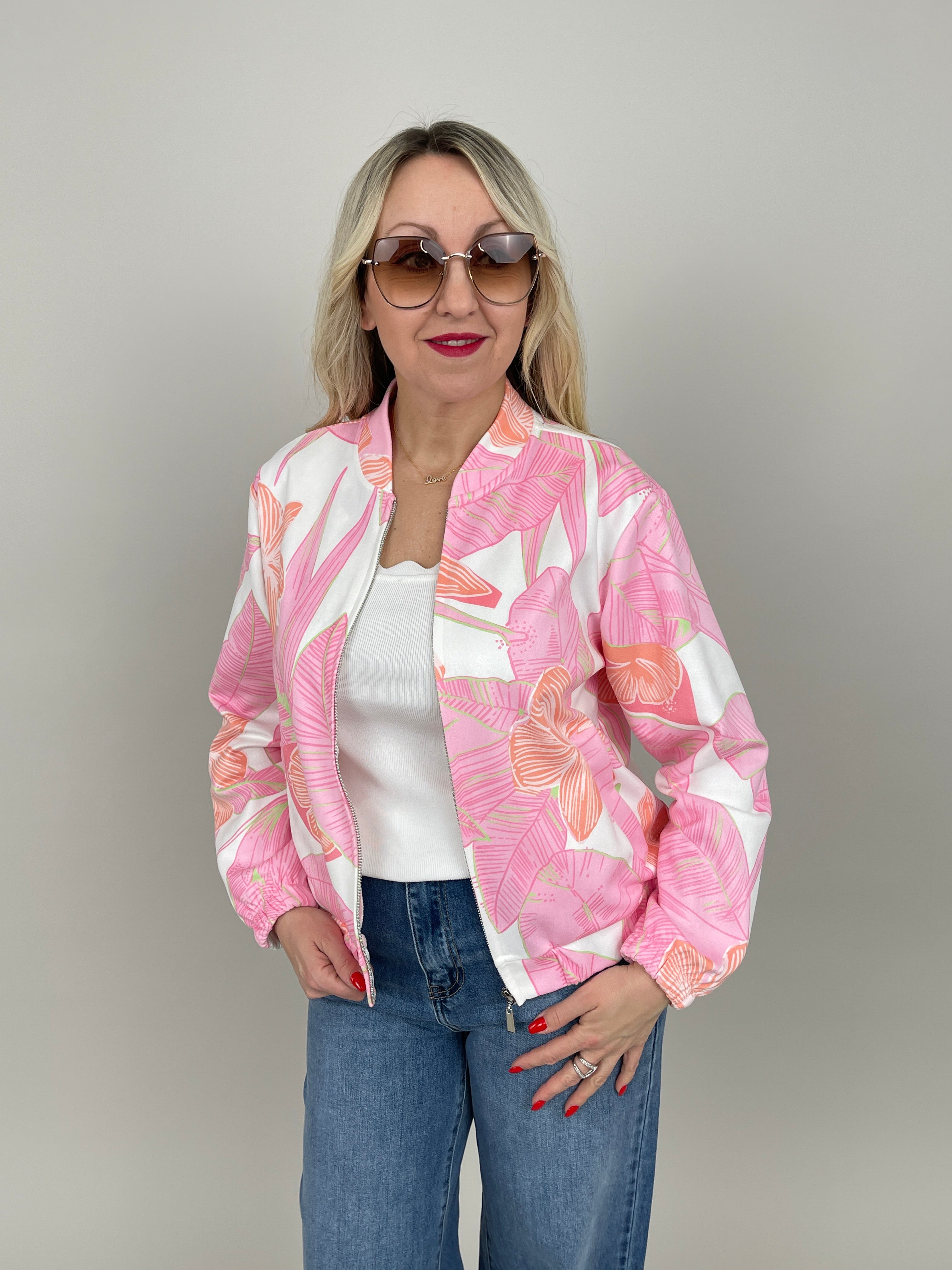 Jacke Veloursoptik in Candypink/Orange