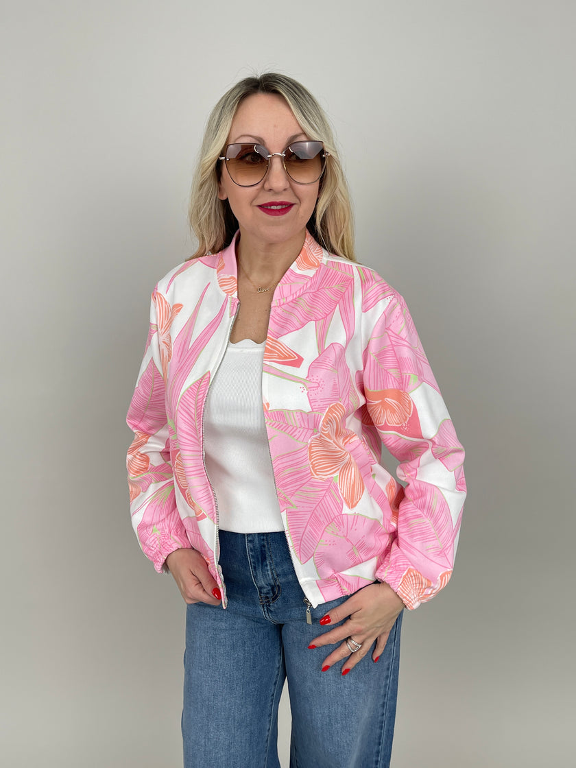 Jacke Veloursoptik in Candypink/Orange
