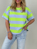 T-Shirt Streifen in Hellblau/Grün