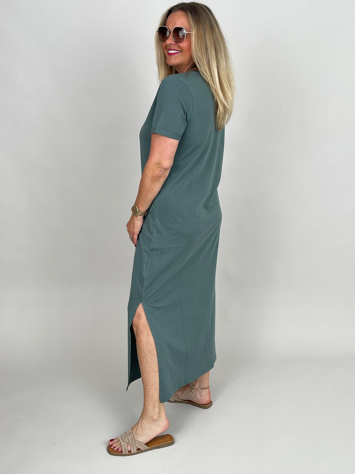 Shirtkleid Uni in Salbei