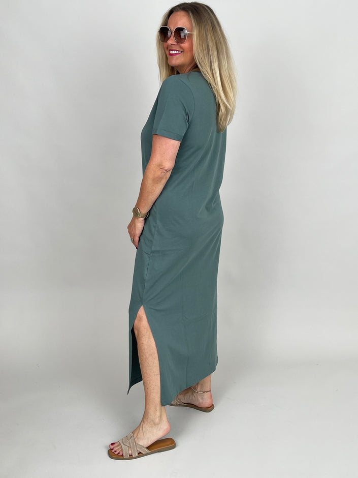 Shirtkleid Uni in Salbei