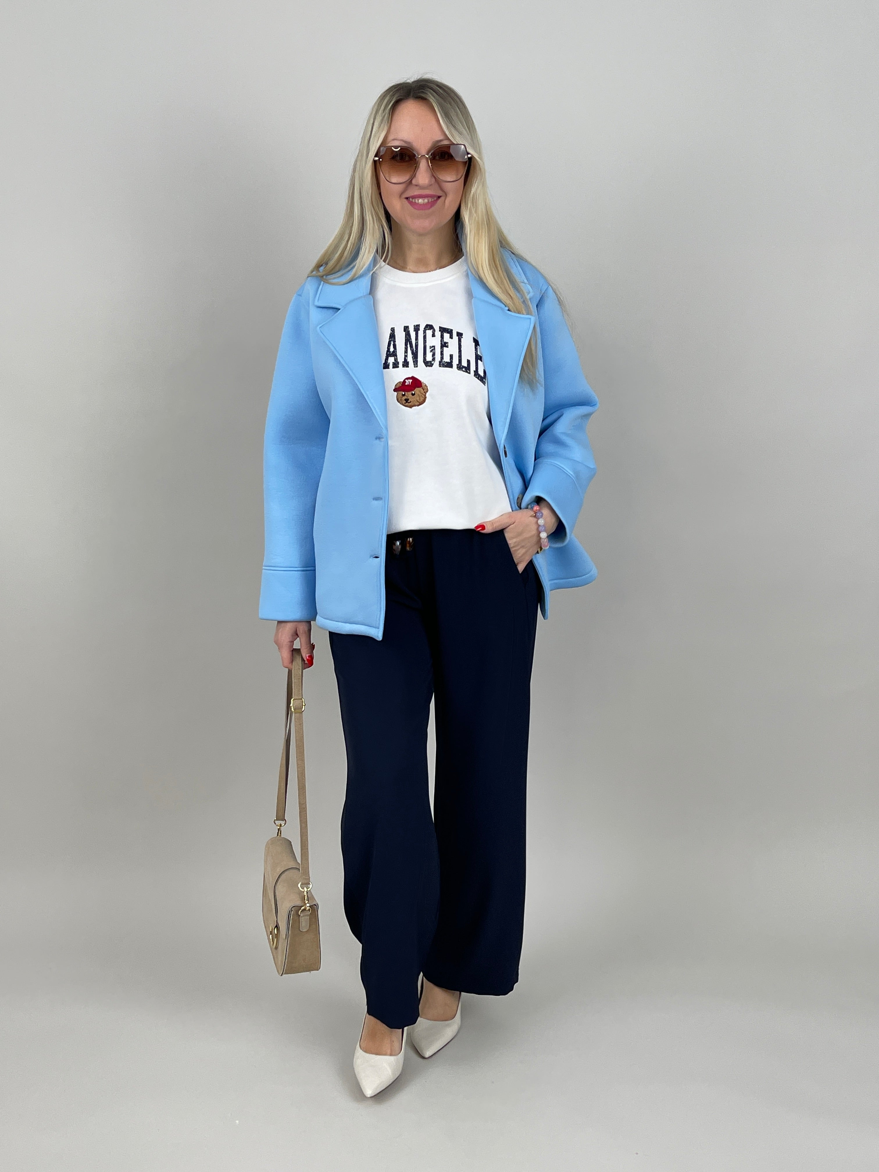 Sweatshirt Kurzarm Teddy in Weiß
