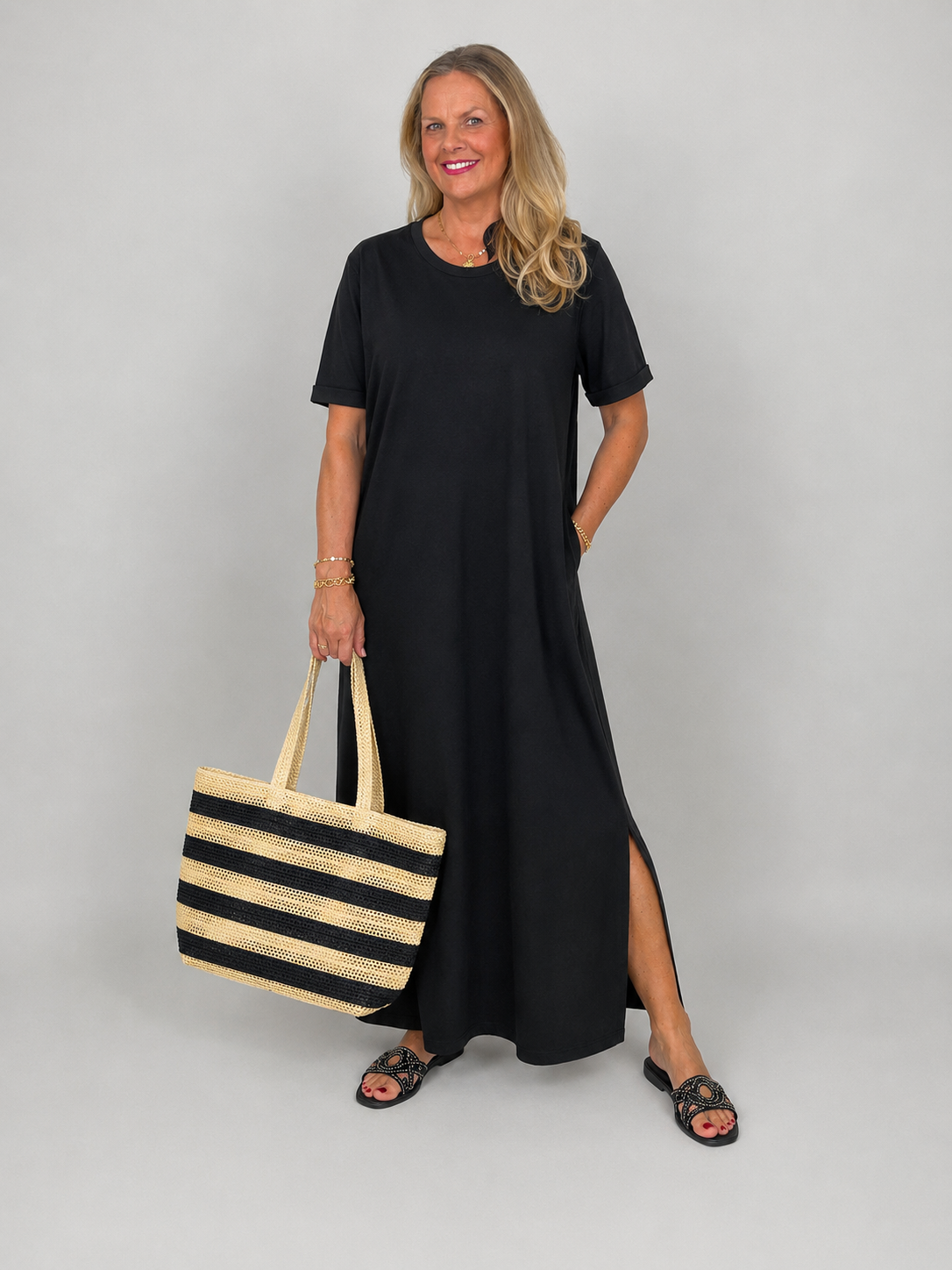 Shirtkleid Uni in Schwarz