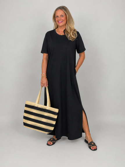 Shirtkleid Uni in Schwarz