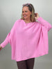 Pullover Oversized Fledermausärmel Uni in Candypink