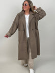 Langer Blazermantel Bouclé in Taupe
