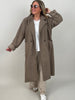 Langer Blazermantel Bouclé in Taupe