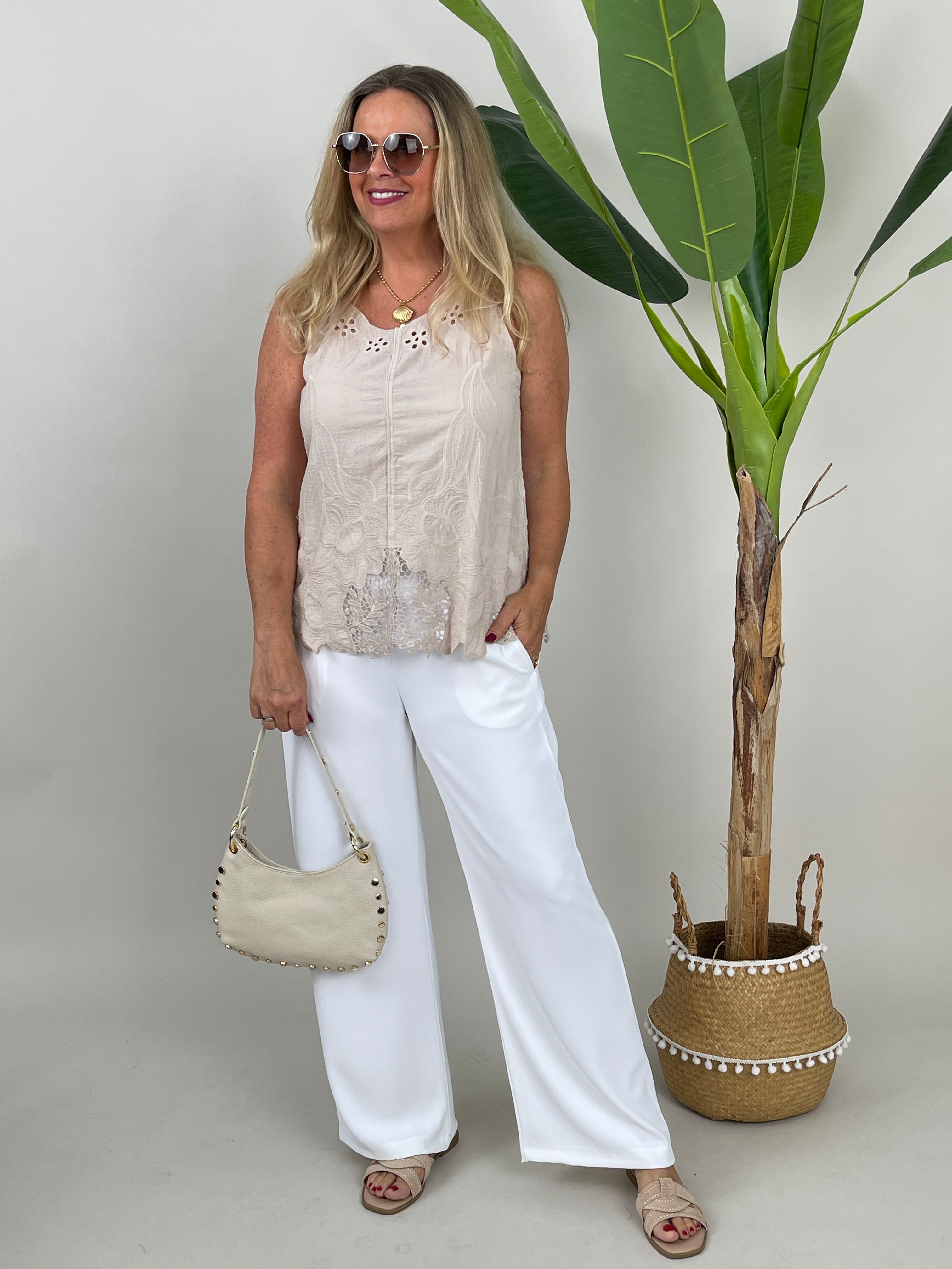Blusentop Boho Beige
