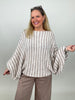 Pullover mit Fledermaus-Ärmeln Streifen in Taupe/Creme