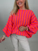 Pullover Streifen in Pink/Orange