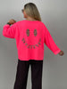 Sweatshirt Leo Smiley in Neonpink