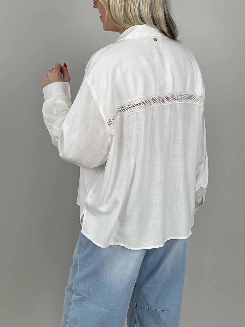 Bluse Palme in Weiß Art. 6900