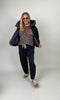 Bouclé-Jacke mit Steppkapuze in Schwarz