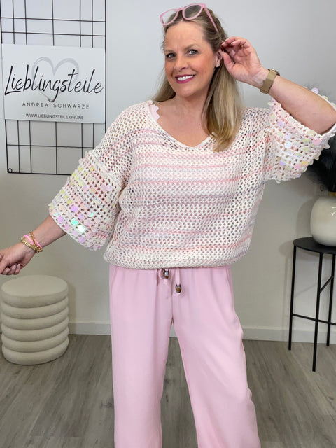 Pullover Bunt/Hell mit Pailletten Art. 6957
