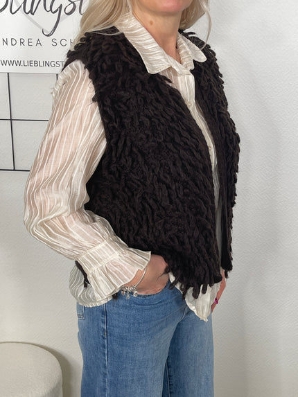 Weste mit Fransen in Mokka Artikel 6730