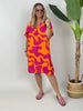 Kleid Muster in Orange/Pink
