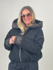 Bouclé-Jacke mit Steppkapuze in Schwarz