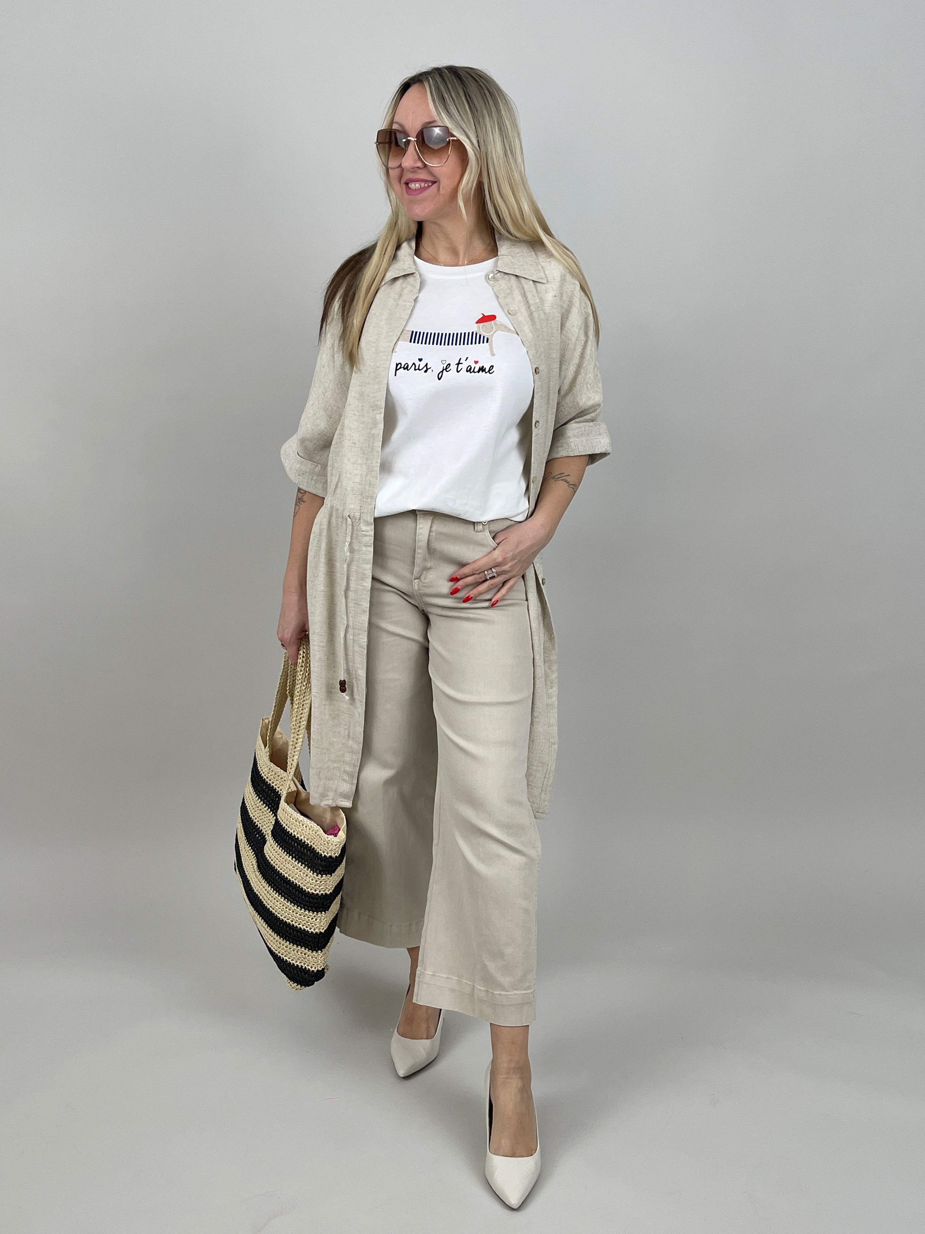 Hemdkleid Leinen in Beige