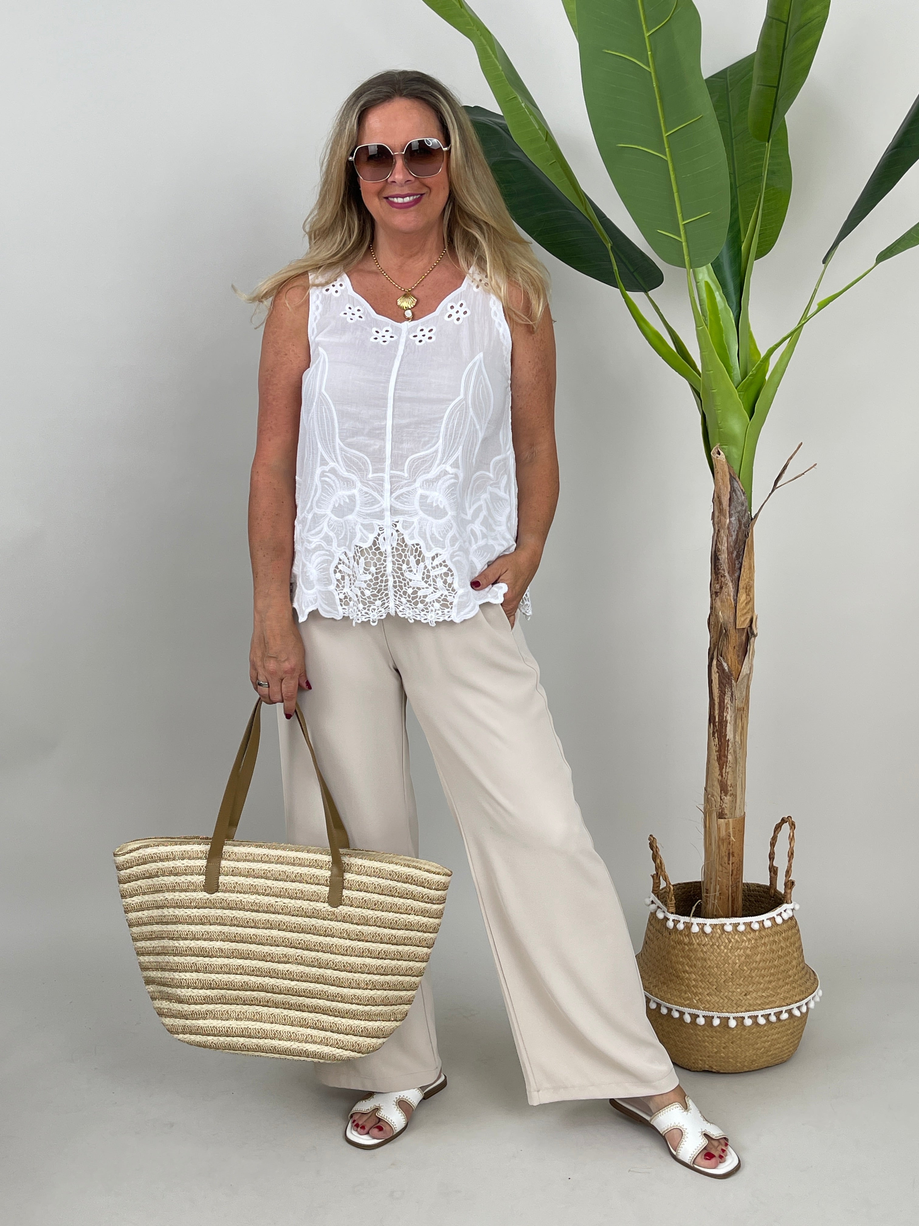 Blusentop Boho Weiß