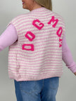 Strickweste Streifen Dog Mom in Rosa
