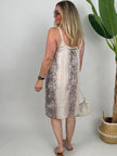 Kleid mit geflochtenen Trägern in Leo/Beige