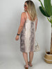 Kleid mit geflochtenen Trägern in Leo/Beige