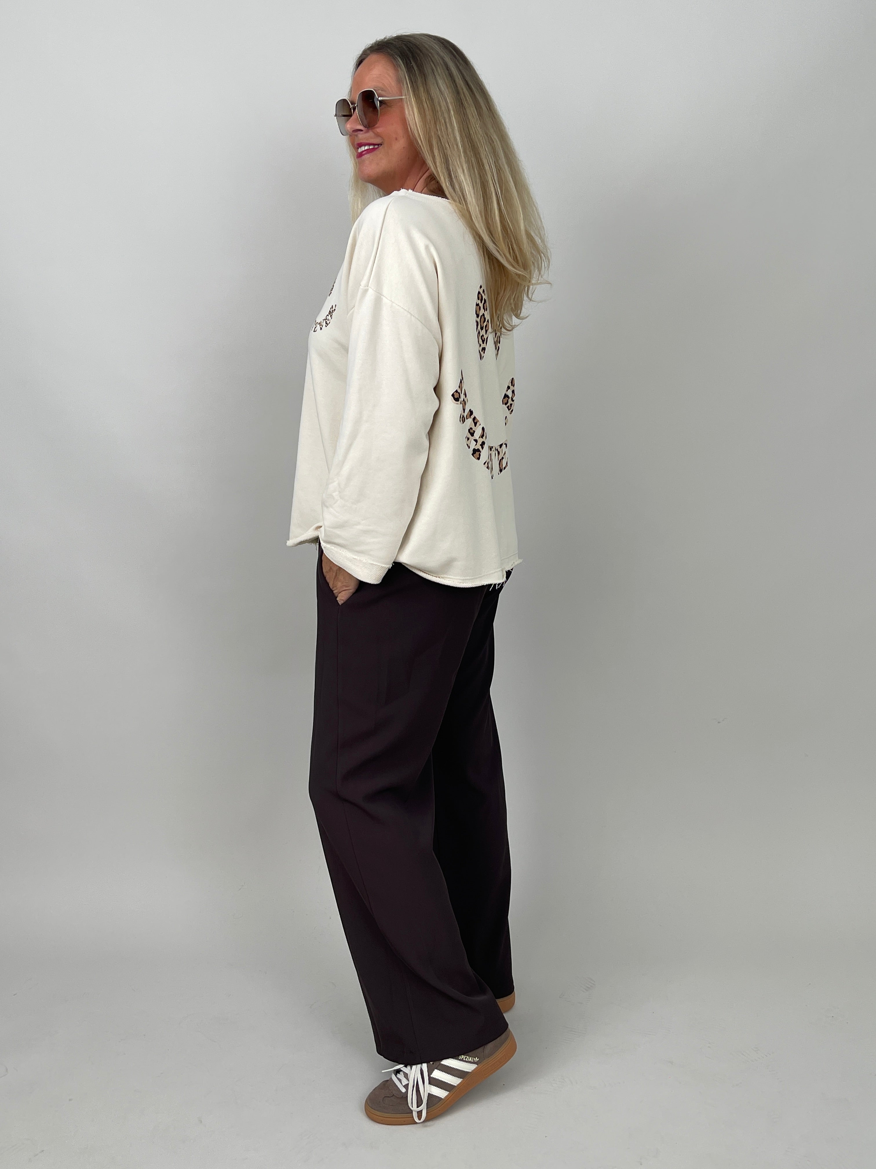 Sweatshirt Leo Smiley in Beige