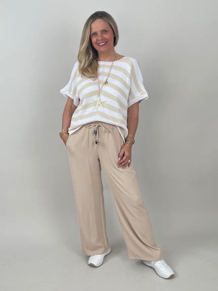 Leichter Strickpulli in Weiß/Beige