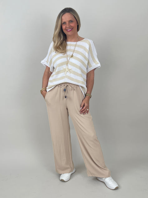 Leichter Strickpulli in Weiß/Beige