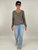 Pullover Feinstrick mit Herz in Taupe Art. 6380