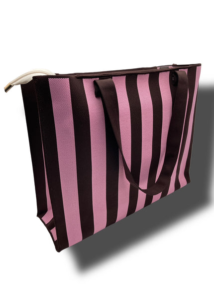 Tasche Streifen Mokka/Rosa Art. 6535