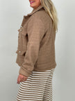 Bouclé-Jacke mit Schmuckknöpfen in Camel