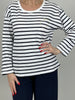 Pullover Feinstrick Streifen Marine/Weiß