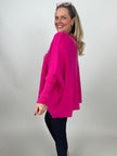 Pullover Oversized Fledermausärmel Uni in Pink